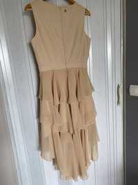 Sukienka TIFFI nude , roz M / 38 asymetryczna, wesele