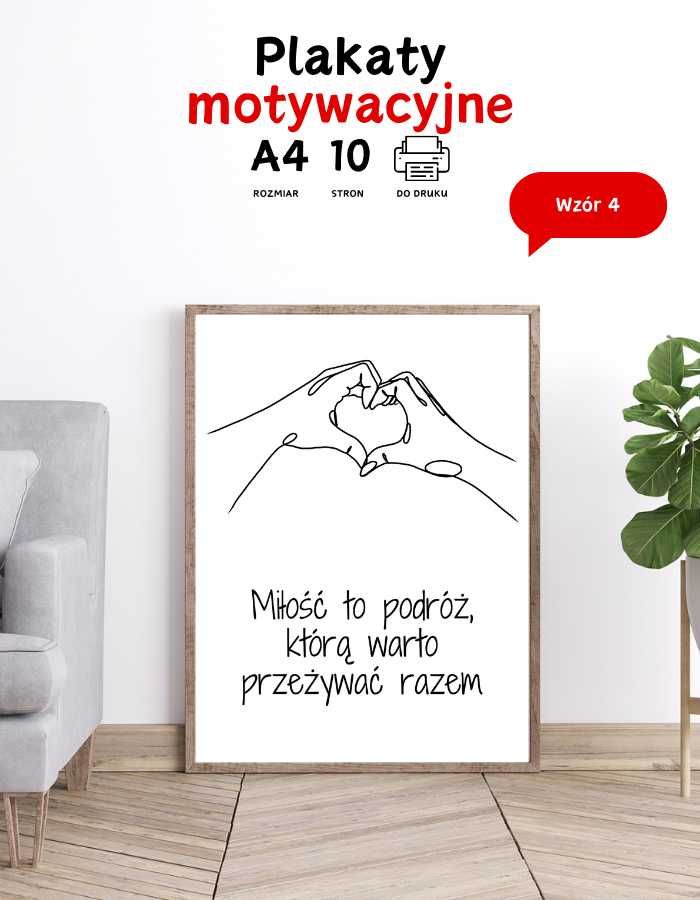 Plakaty na Walentynki, Rocznice Ślubu, Urodziny Line ART A4 do druku