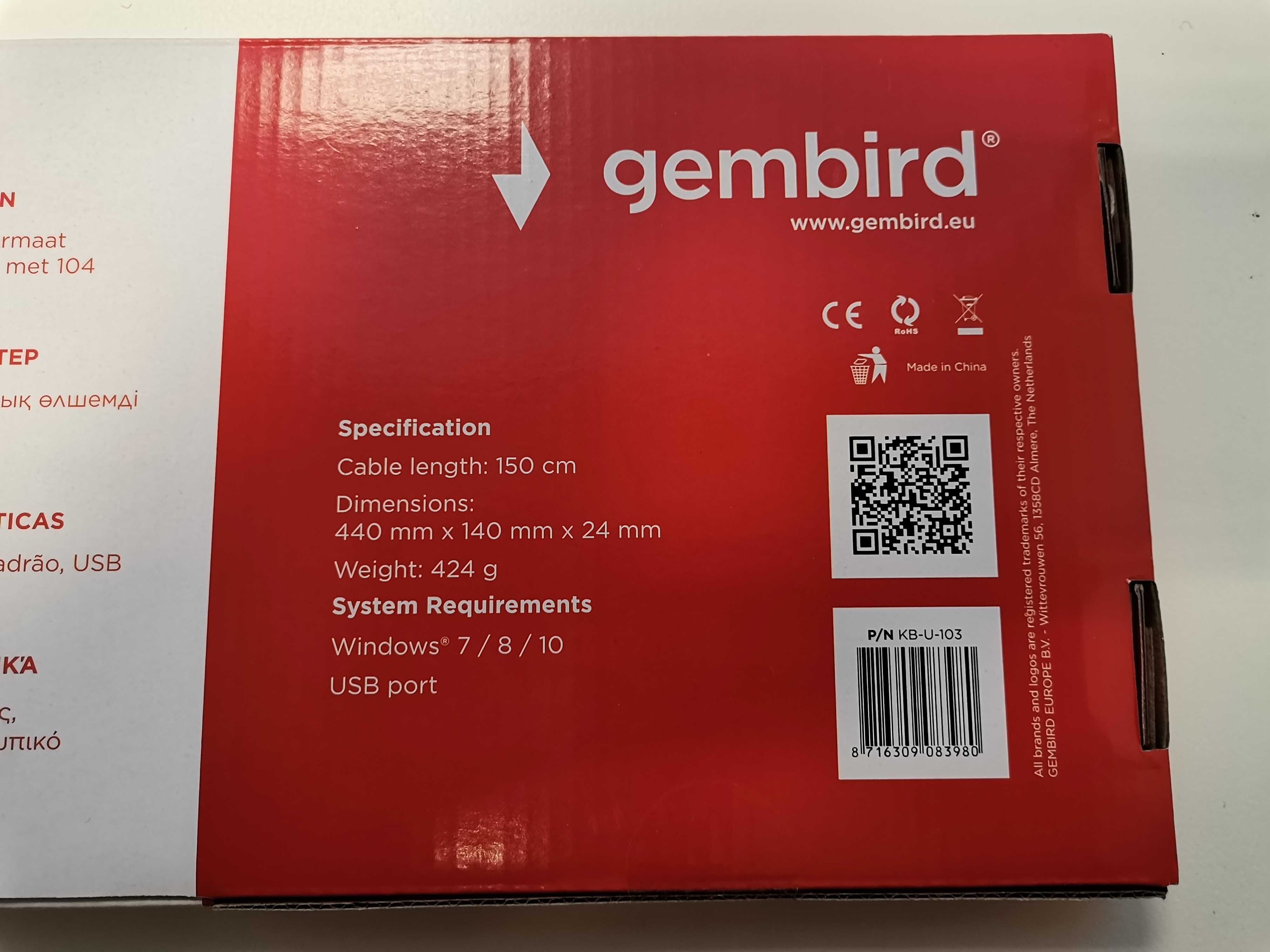 Gembird Standard Keyboard nowa klawiatura USB do komputera