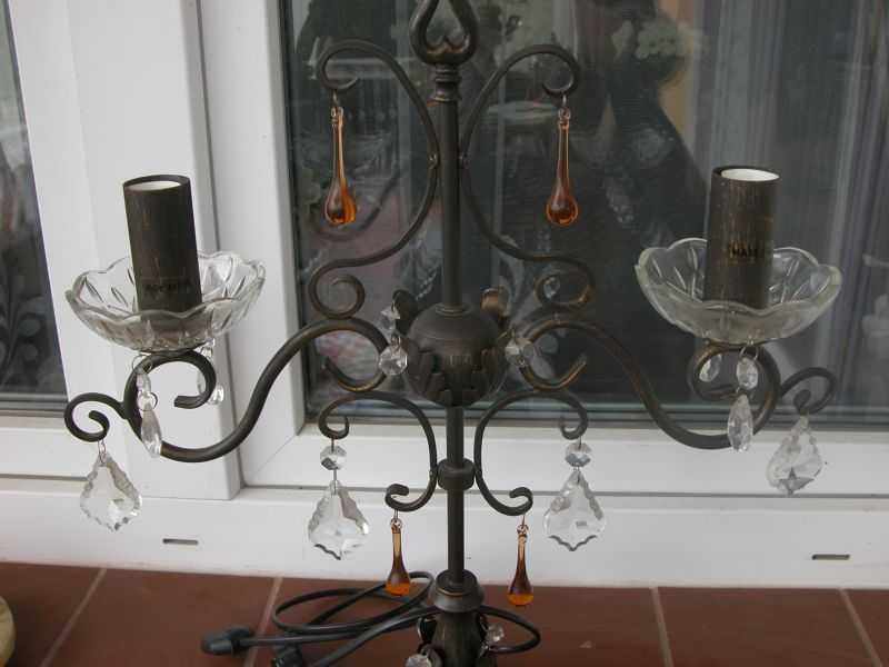 kolekcjonerska lampka / lampa metalowa z kryształkami