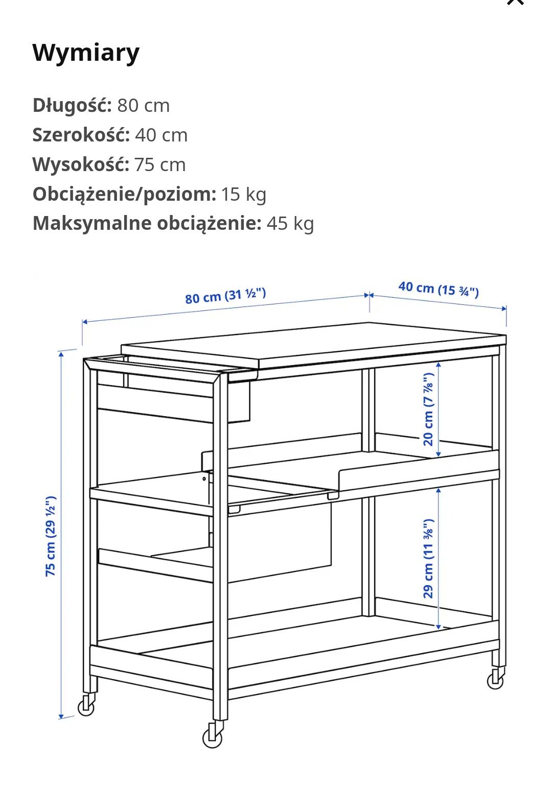 Wózek czarny Trotten Ikea do kuchni, biura