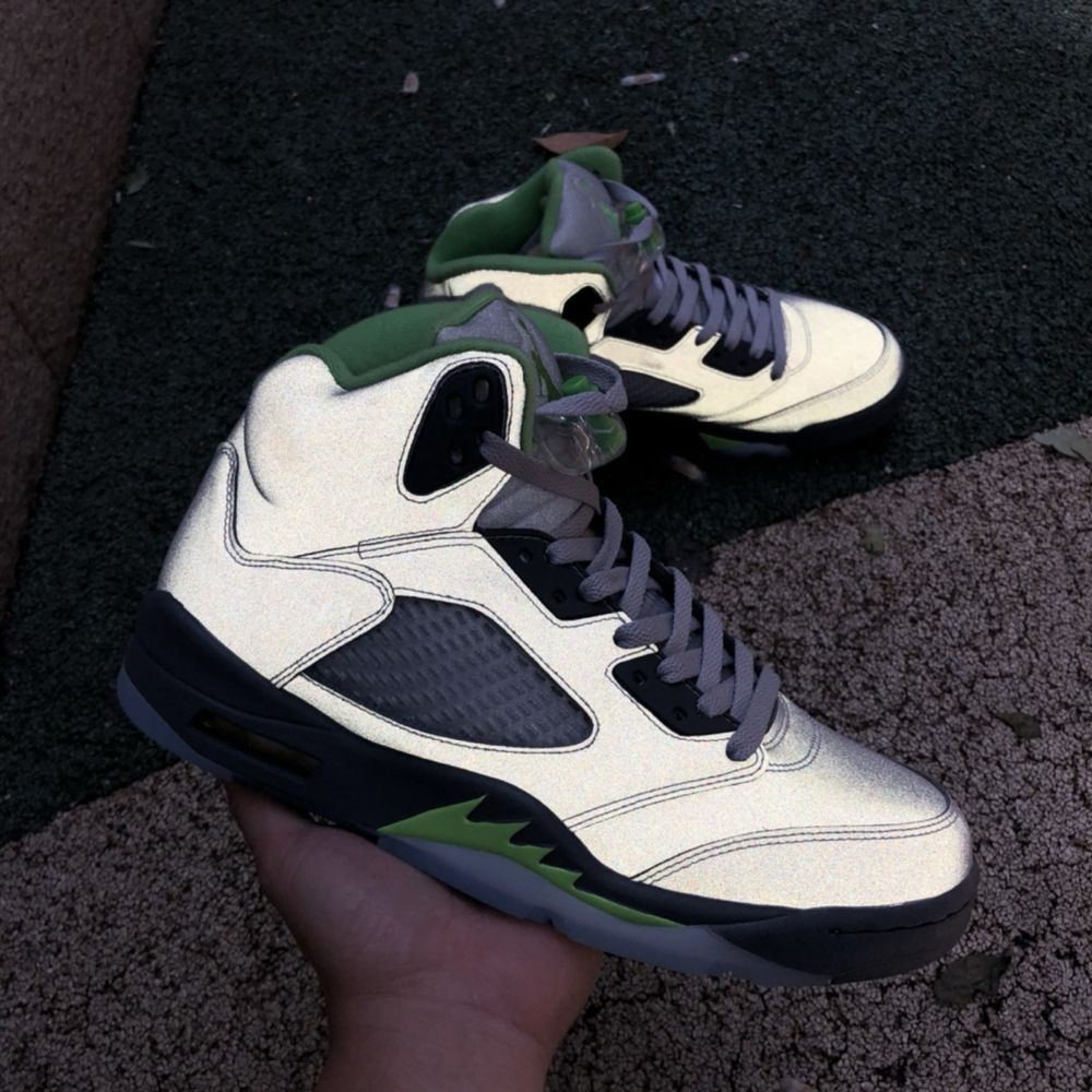 Кросівки Nike Air Jordan 5 Retro Green Bean Grey Джордан рефлектив