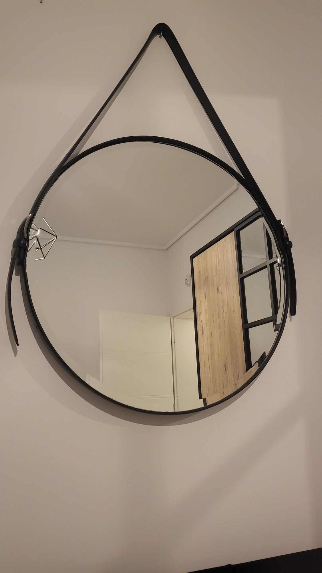 okrągłe lustro loft industrial na pasach śr 55cm,