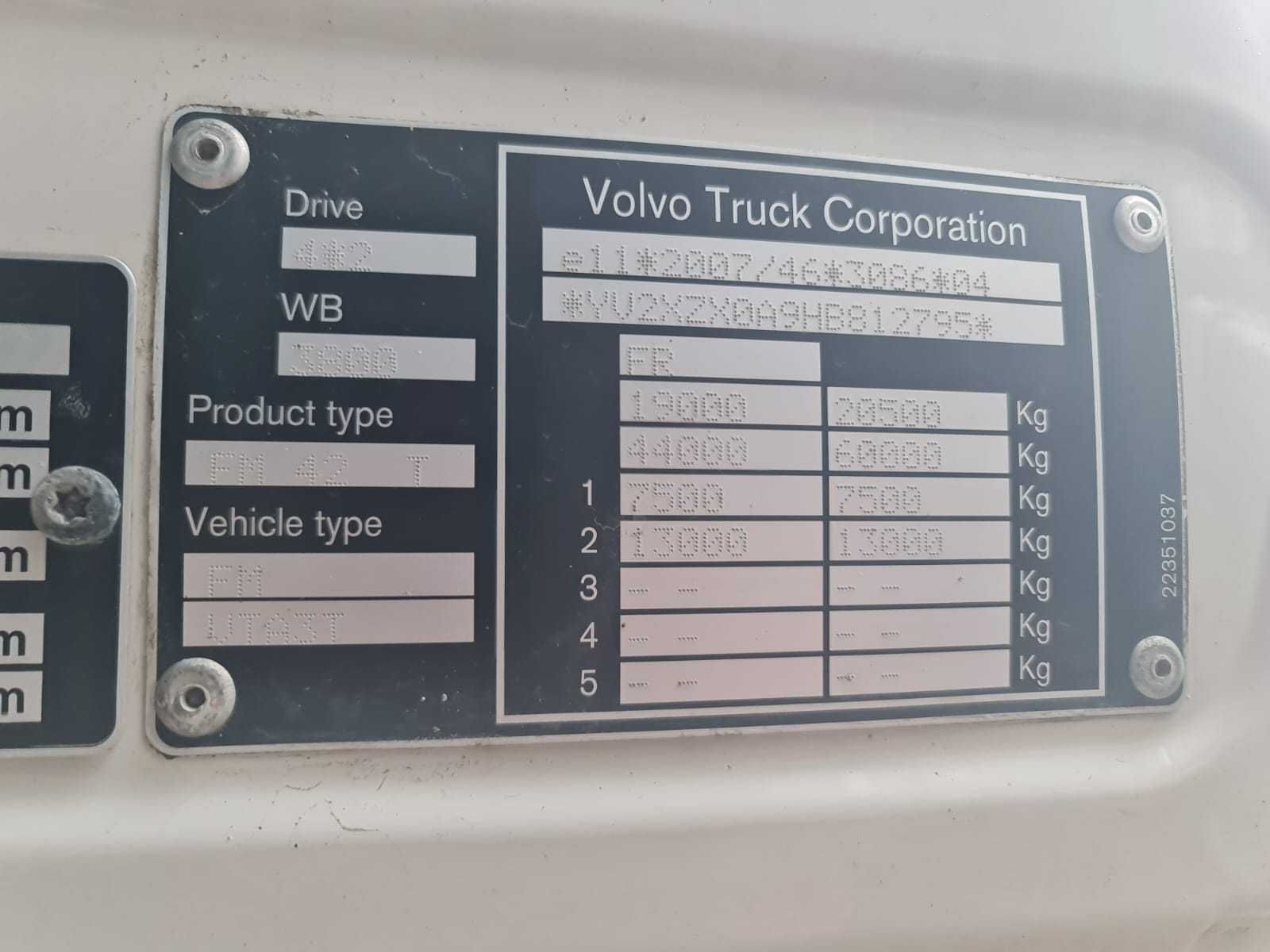 Ciągnik Siodłowy Volvo FMX 4x2 460KM 2017 Pompa