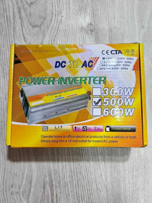 Инвертор автомобильный 12 220В Power Inverter, 500 Вт. 12В в 220В.