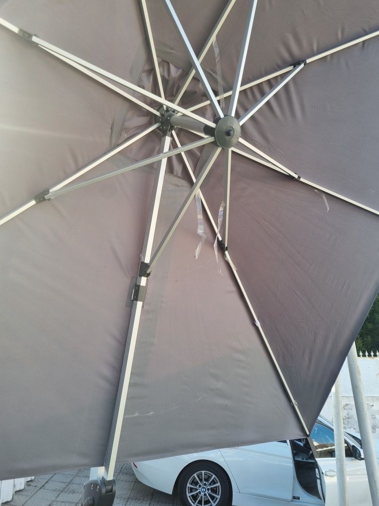 Conjunto Guarda sol, base, capa proteção e toldo extra