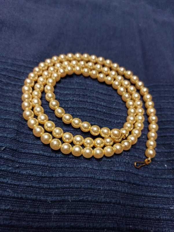 Korale perłowo złote sztuczne perły 70 cm golden pearls