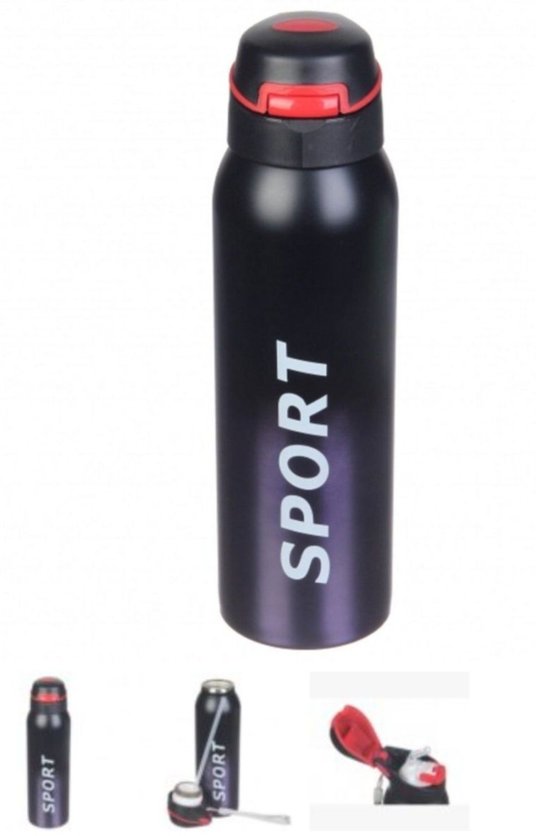 Бутылка термос с трубочкой для воды напитков поилка спортивная стальна