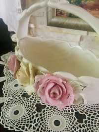 Конфетница  корзина с розами фарфор