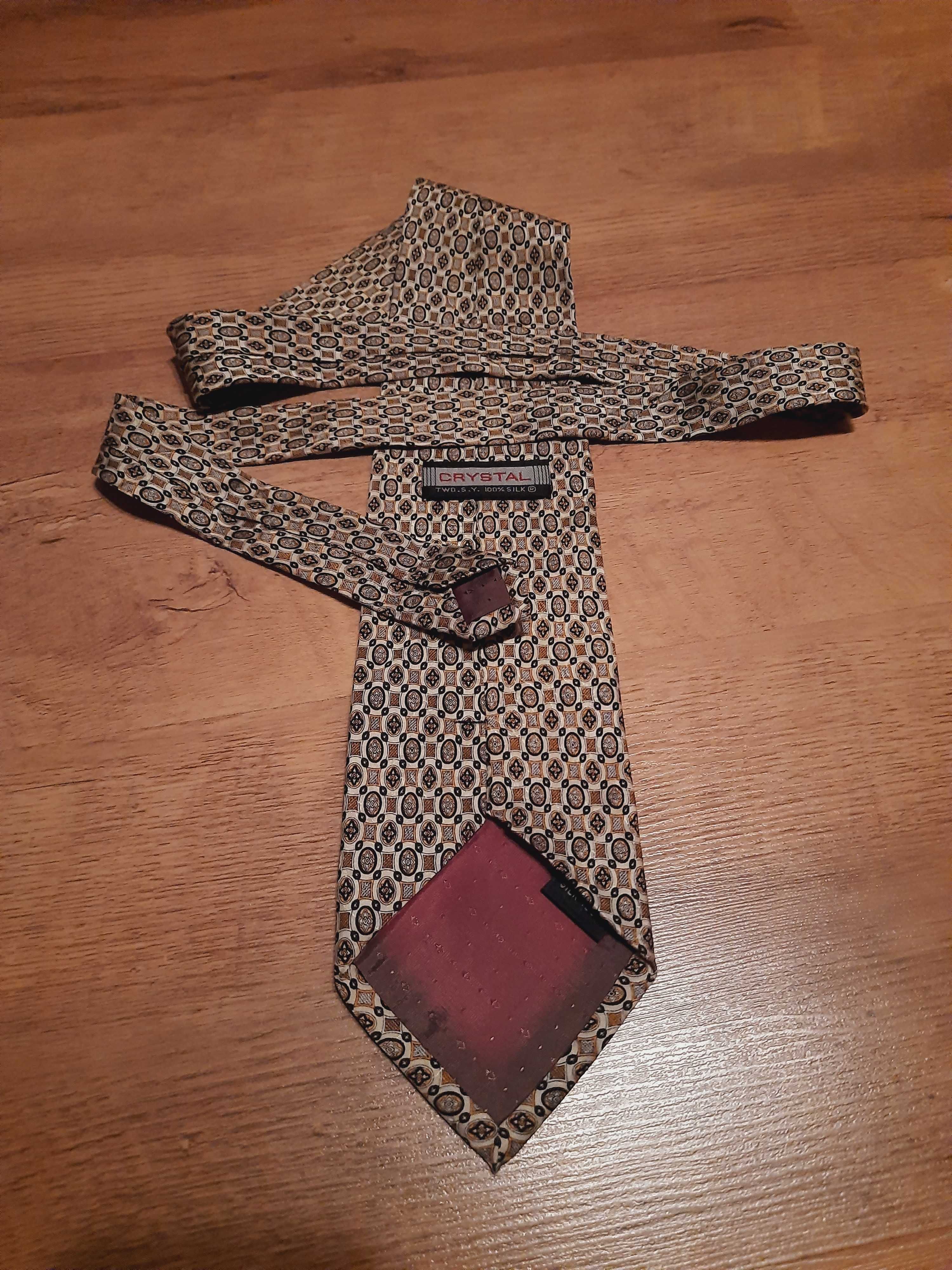 Krawat jedwabny marki Crystal, szerokość 10 cm