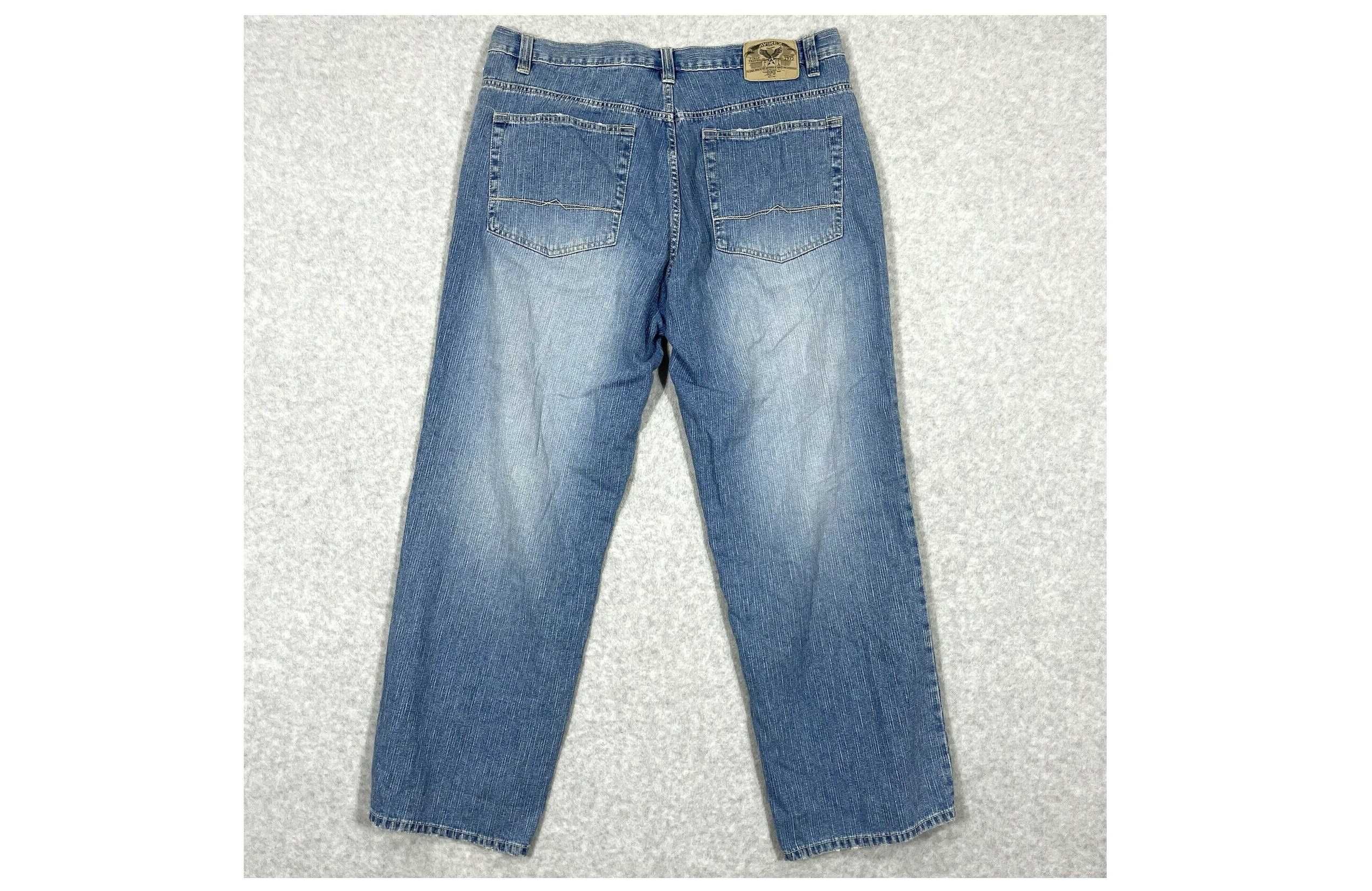 Spodnie Avirex Baggy Y2K Vintage Hip Hop Skate Jeansy 36x28 Nowe Wada