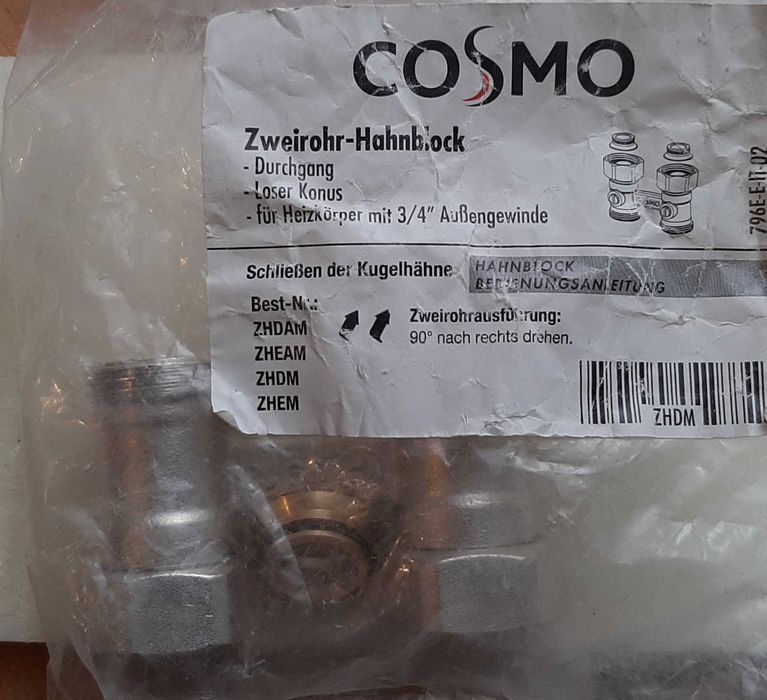 Przyłącze do grzejnika V 3/4" - PROSTE