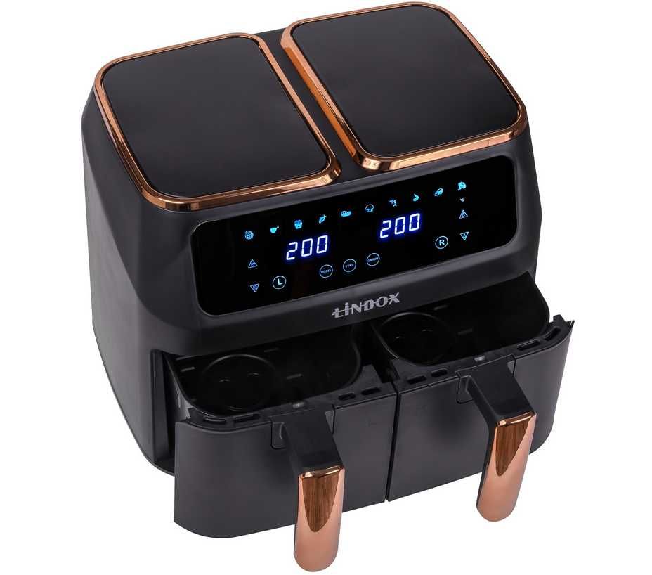Frytkownica 2x4L / 2500W beztłuszczowa LINBOX Air Fryer  CZARNA