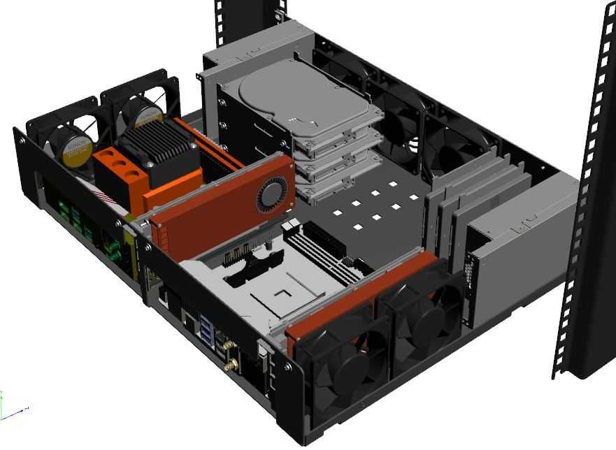 Obudowa RACK do szafy 19 cali R-CASE 2 v2 / Serwer 2 x mATX, 2 x FLEX