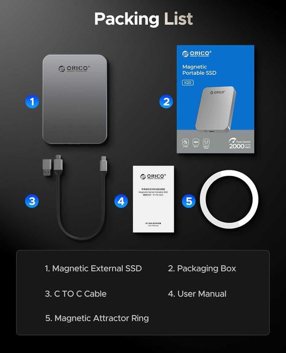 Zewnętrzny dysk SSD kompatybilny z iPhone 16/15 Pro Max 512GB, USB 3.0