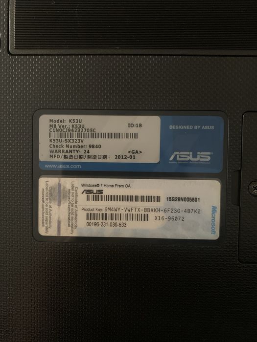 Portátil ASUS K53U com SSD novo