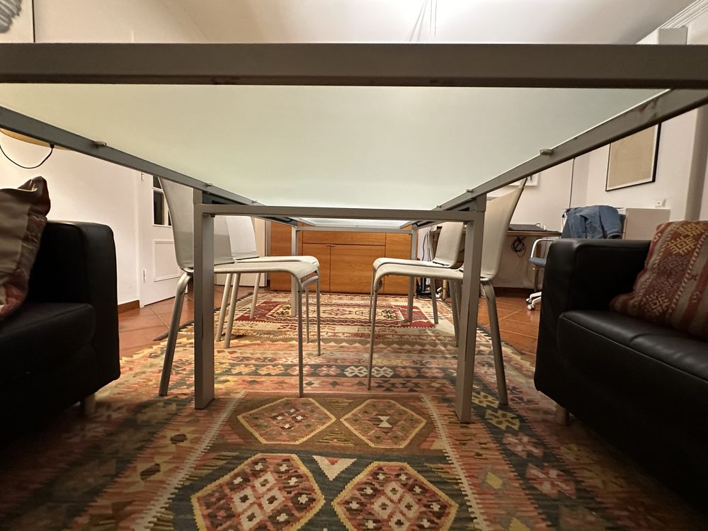Mesa extensível vidro temperado italiano