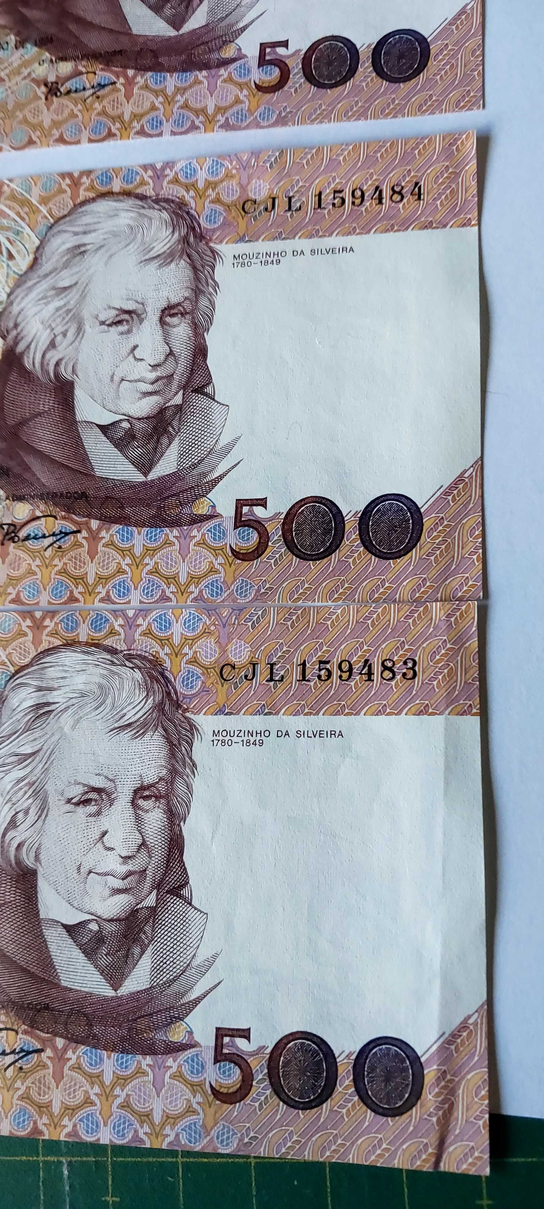 Vendo 4 notas de 500$ Mouzinho da Silveira de 1994