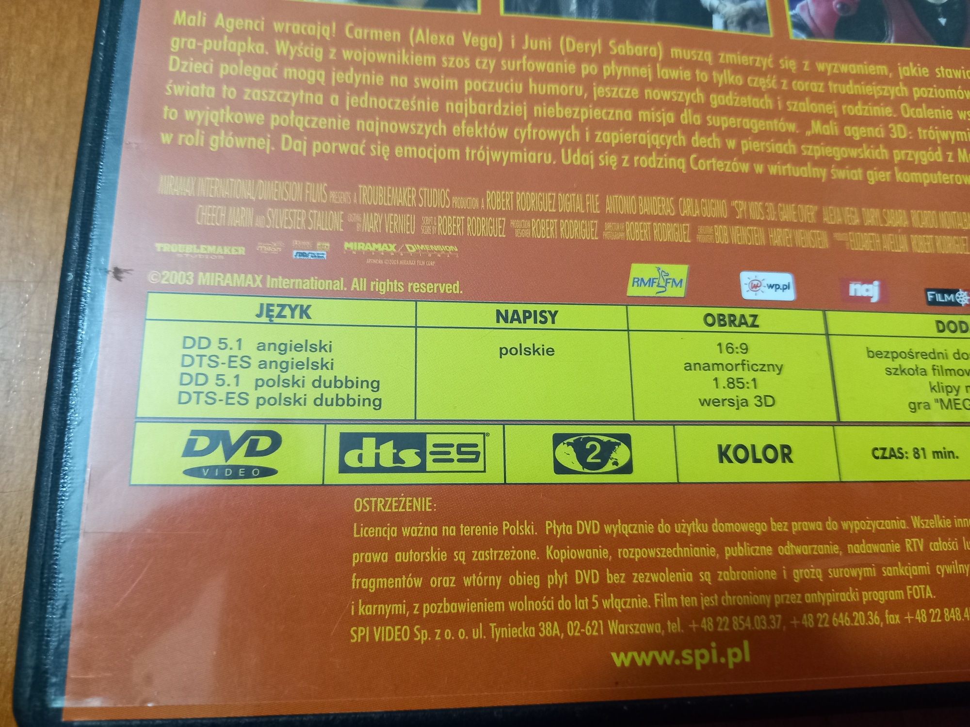 Film Mali Agenci 3D Trójwymiarowy Odjazd DVD Video