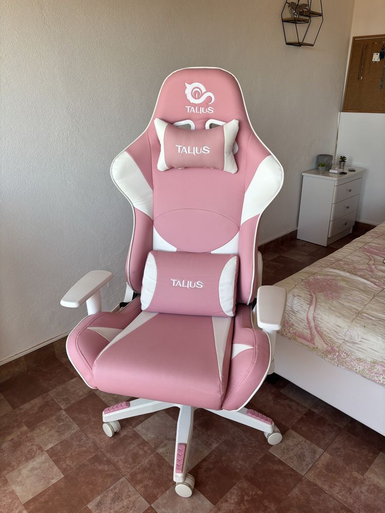 Cadeira Gaming Rosa/Branca como Nova Talius