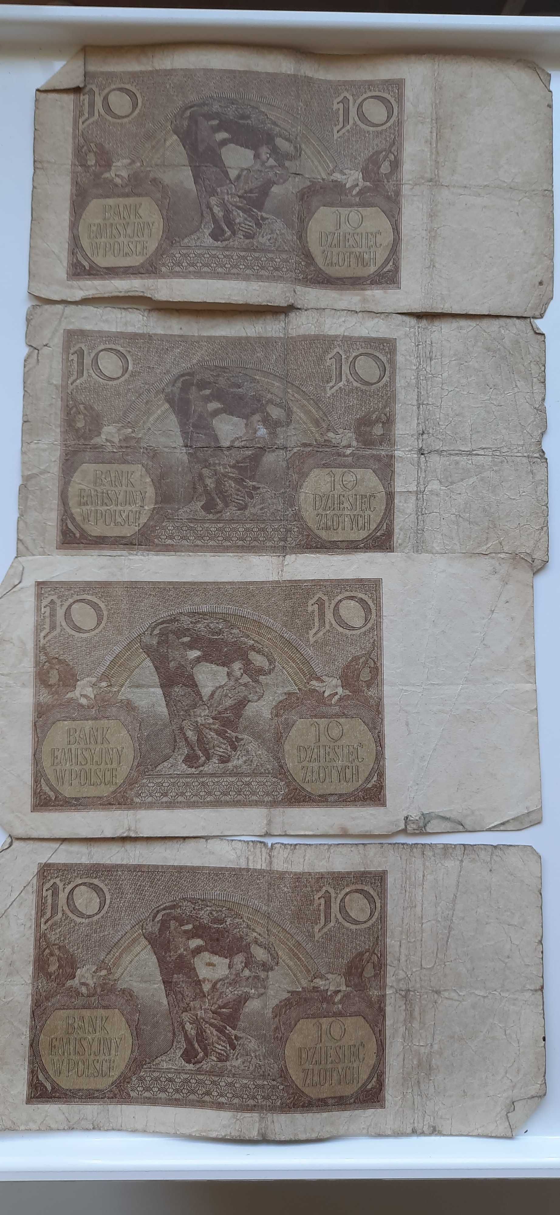 Polskie banknoty 10zł 1940 20zł 1940 50zł 1929 50zł 1941, 100zł 1940