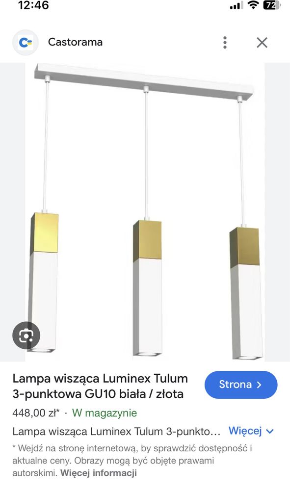 Lampa 3 punktowa Tulum biało - złota