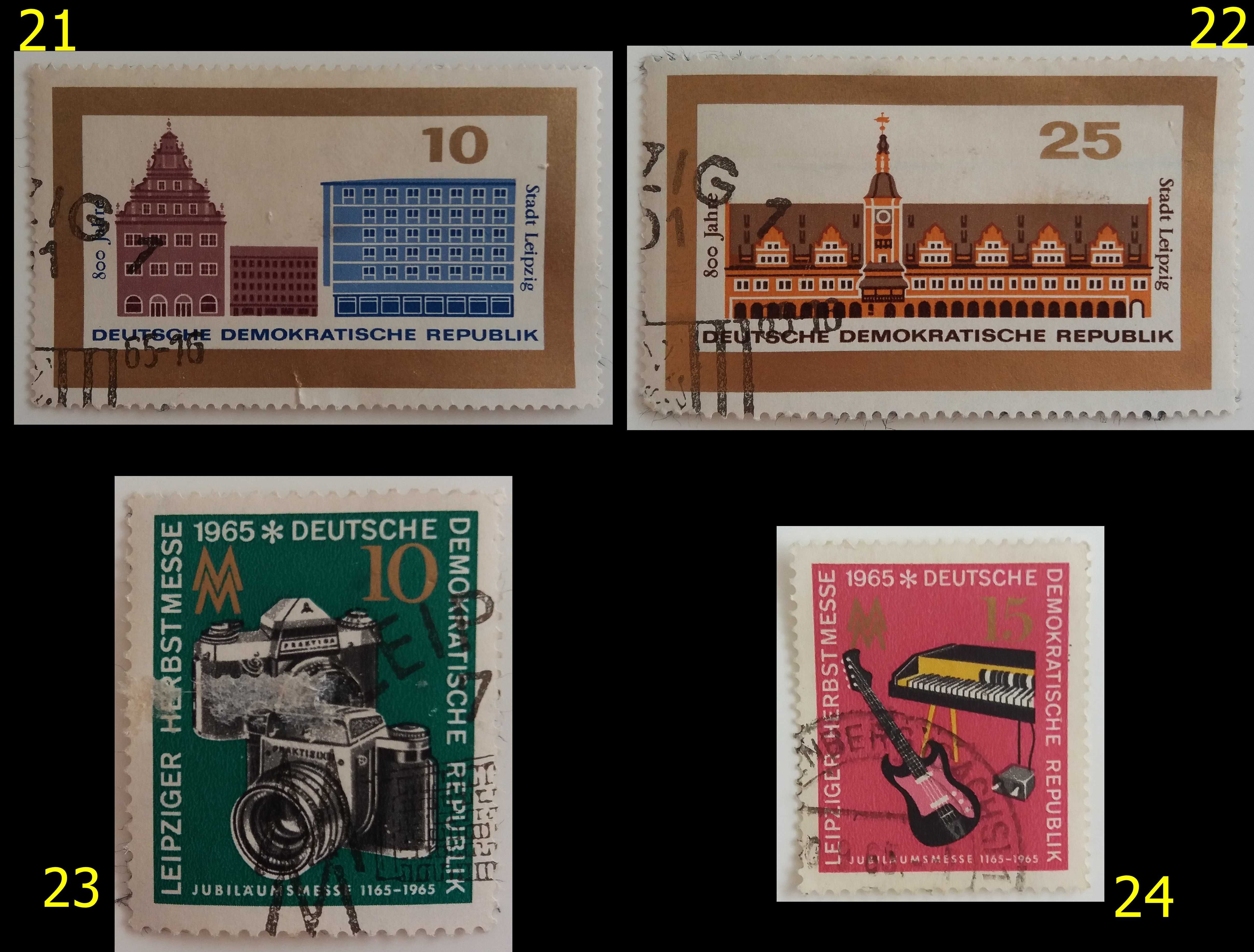 Znaczki pocztowe, NRD 1957-65, 20 sztuk