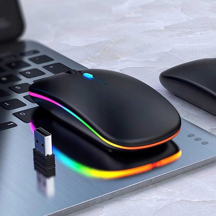 Беспроводная мышь Bluetooth 5.2 + 2.4 Гц с RGB подсветкой Black mat