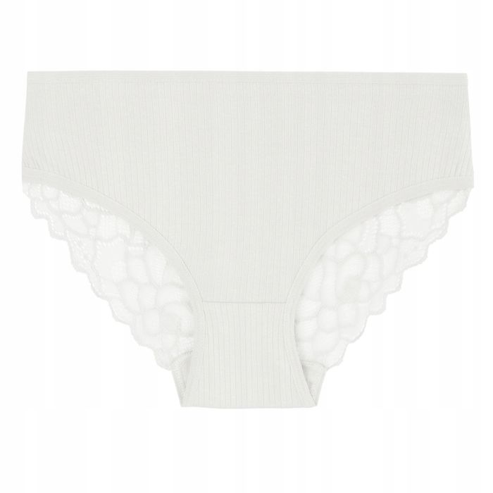 Figi Majtki Damskie Prążkowane Koronkowym Tyłem 3-Szt Kolorowe Moraj M