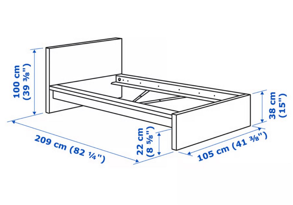 MALM Rama łóżka wysoka brąz IKEA pojemniki dno materac łóżko