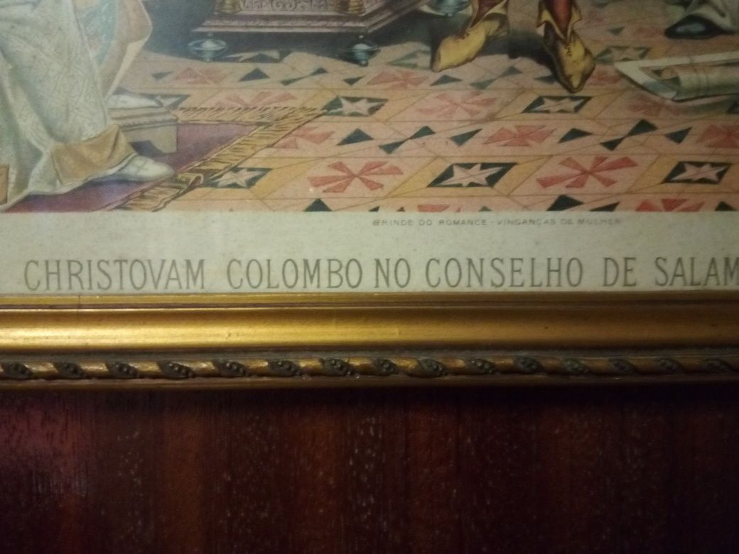 Antiga litografia Christovam Colombo no Conselho de Salamanca 1487