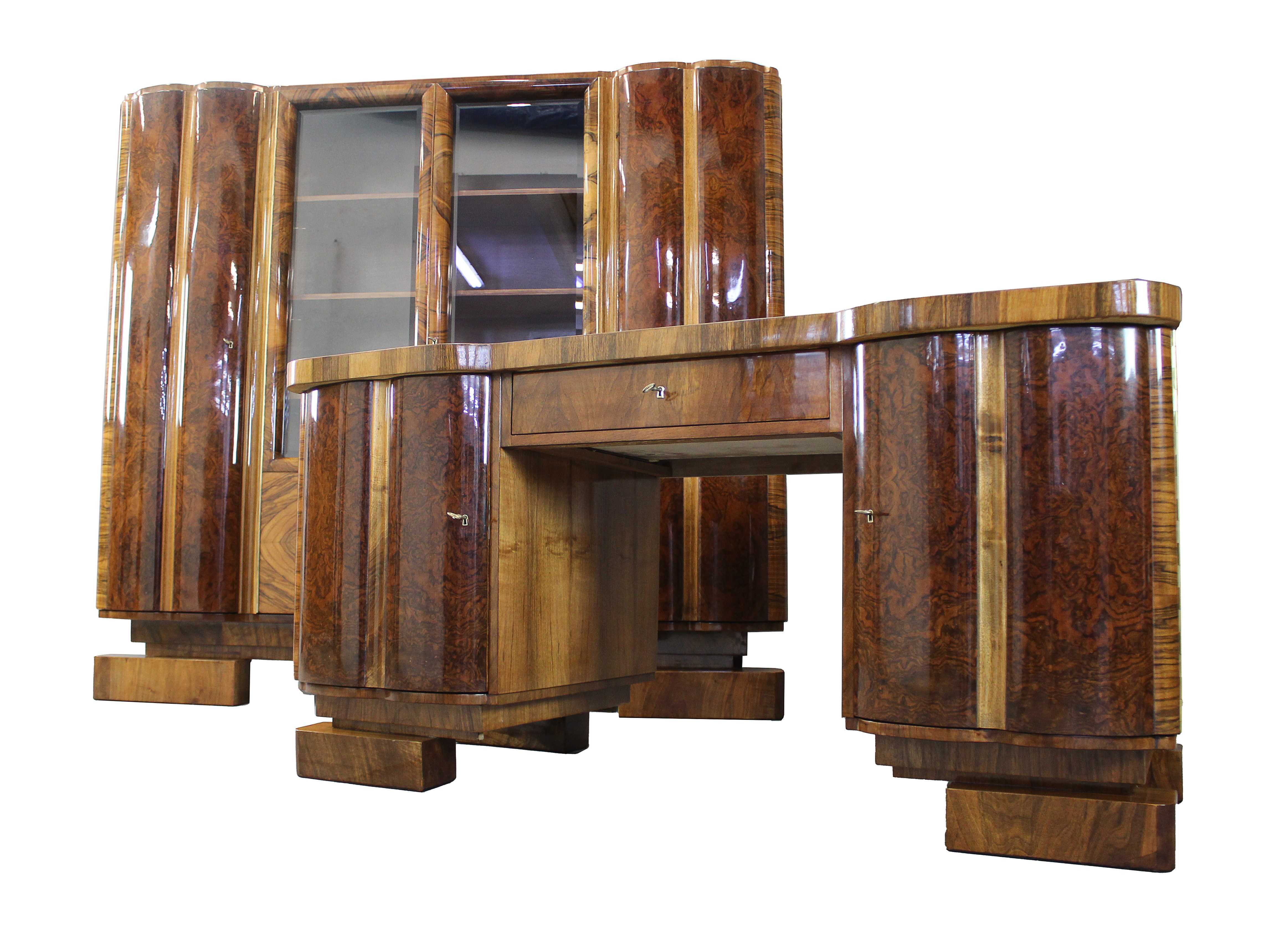 Piękny gabinet art - deco po renowacji / biurko i biblioteka / antyki