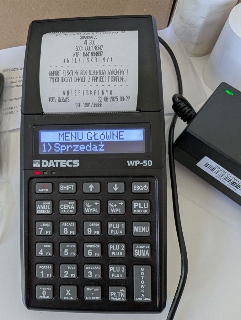 Kasa fiskalna online Dates WP-50. Wyrejestrowana