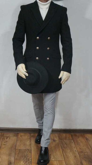 Płaszcz Nowy Zara Dwurzędowy Rozmiar M. Kolor Czarny