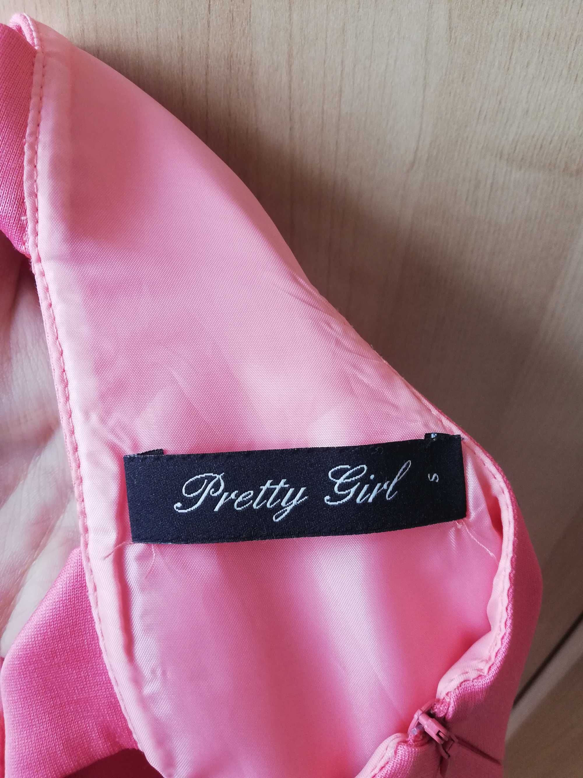 Różowa sukienka odkryte plecy kokardki Pretty Girl rozmiar S