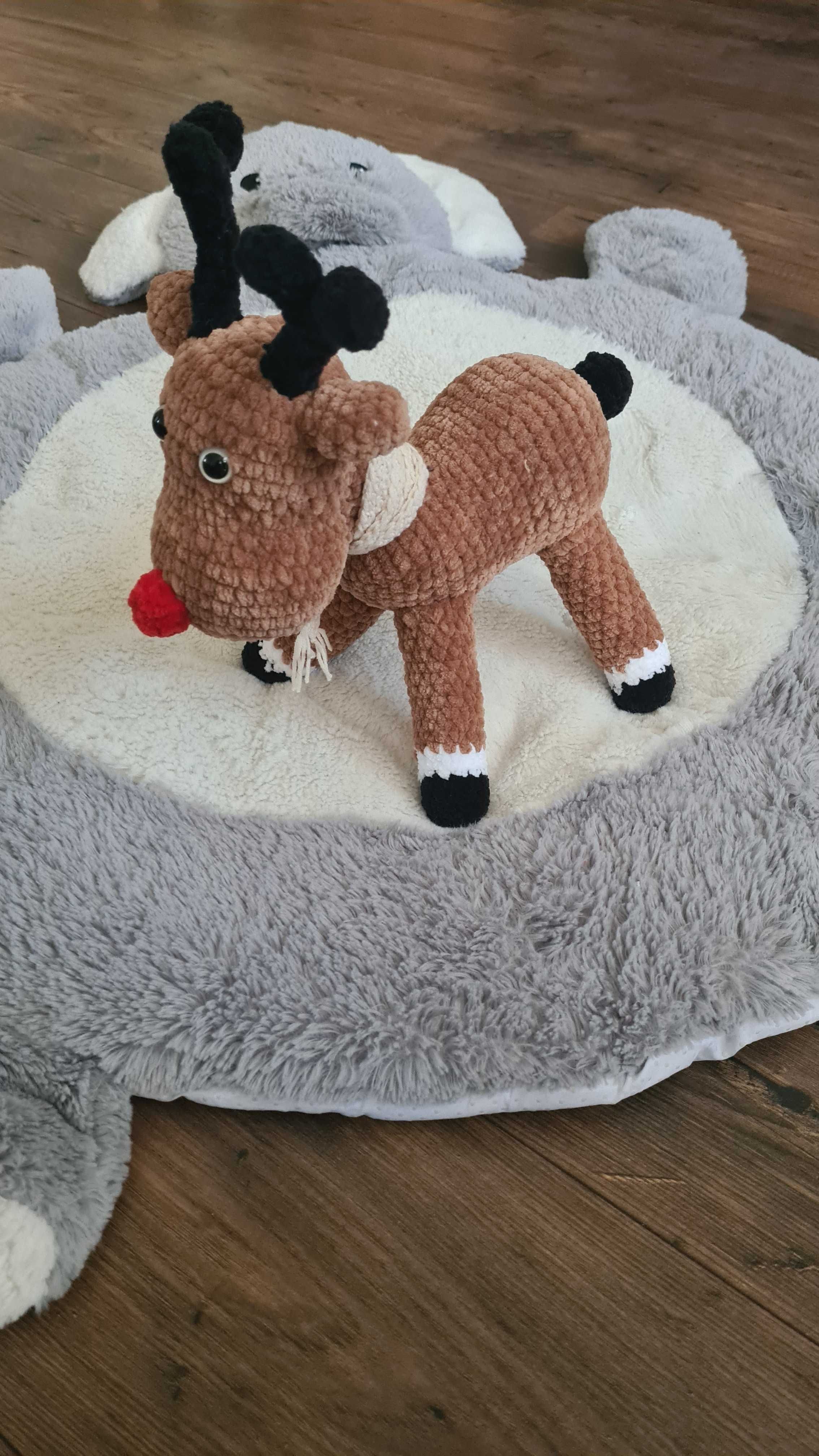 Renifer na szydełku, amigurumi, Rudolf czerwononosy, handmade