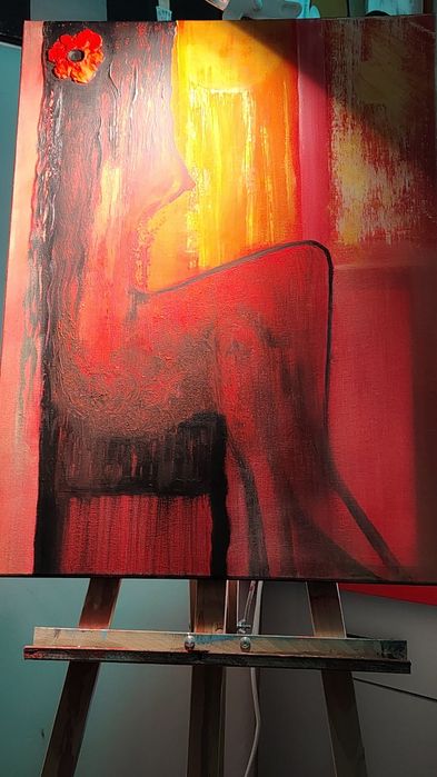 Dziewczyna z kwiatem we włosach obraz