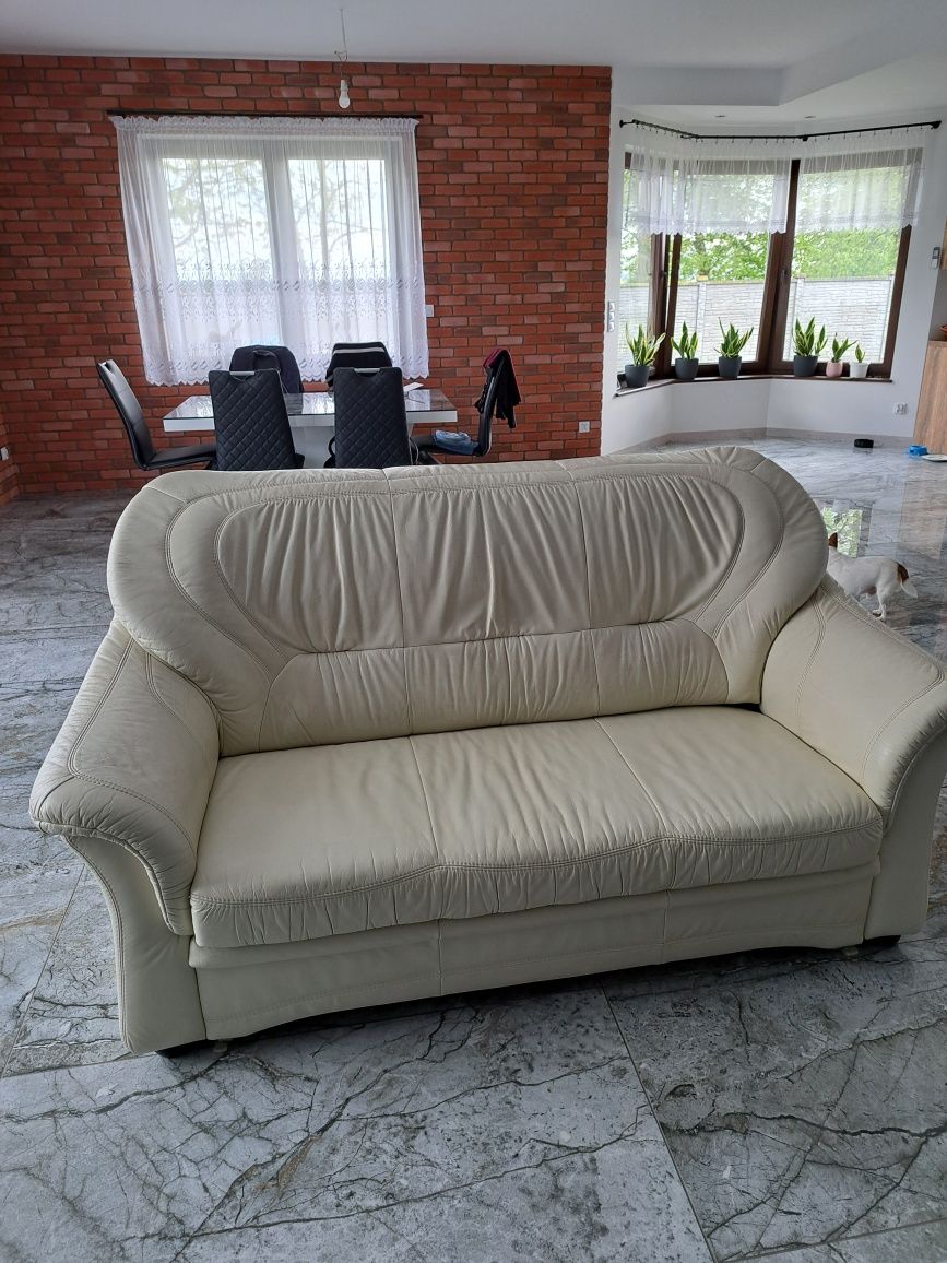 Skórzana sofa z funkcją spania ecri
