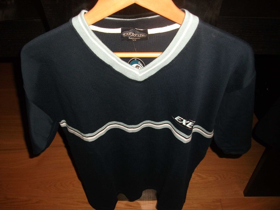 T-shirt Exercise, azul escuro, algodão canelado, original, nova