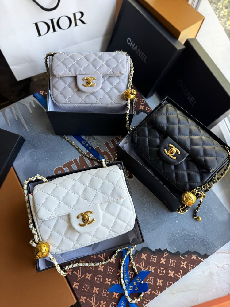 Сумка жіноча Chanel шанель чорна біла сіра шкіряна сумочка женская