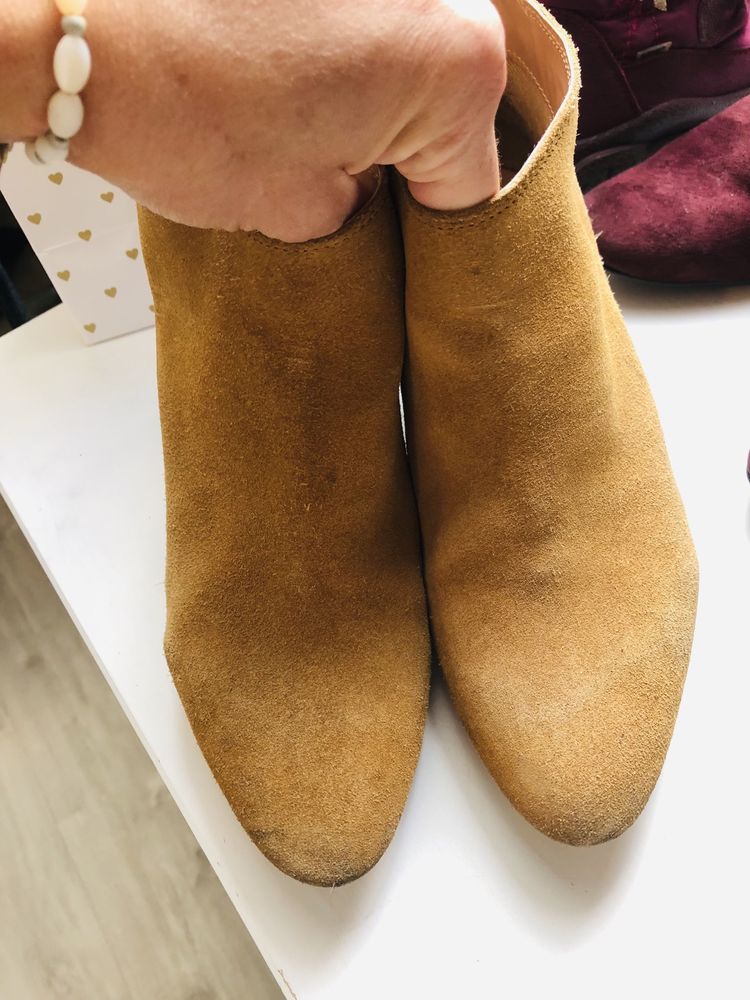 Buty Botki zamszowe - 38 rozmiar- skóra naturalna