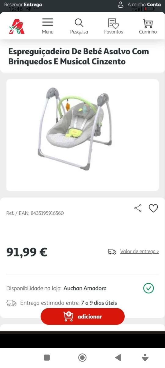 Baloiço bebé relaxar