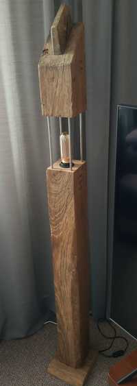 Lampa stojąca Loft drewniana