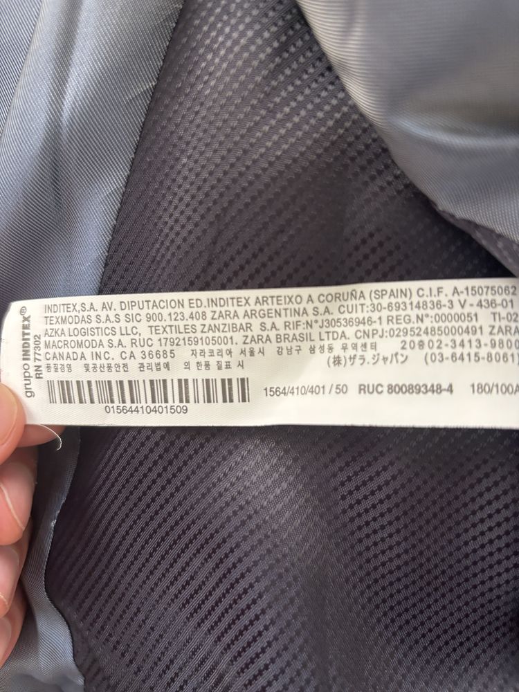 Чоловічий костюм Zara, темно-синій, розмір 50 (L)