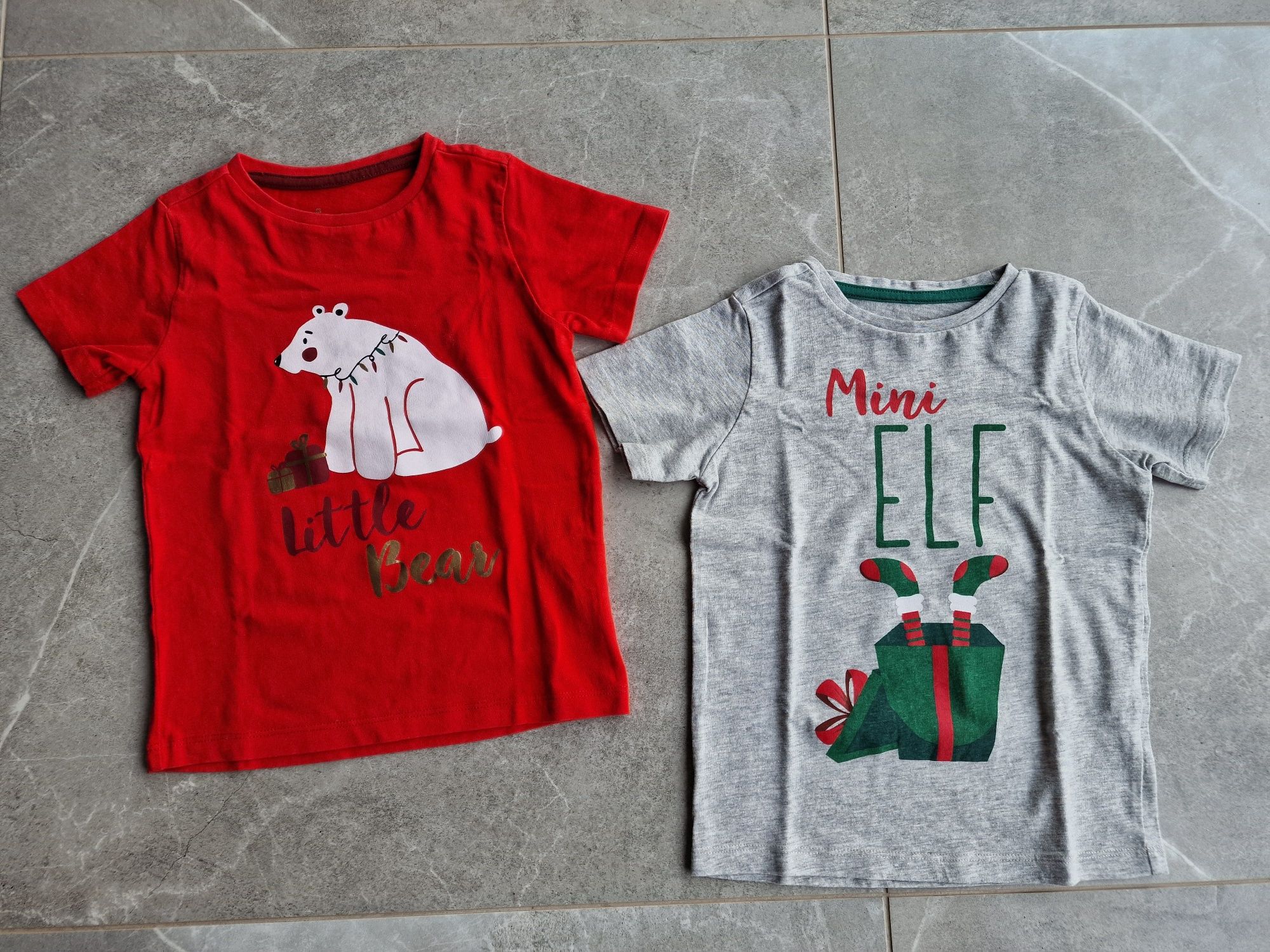 Zestaw dwóch świątecznych koszulek dla dzieci 98/104