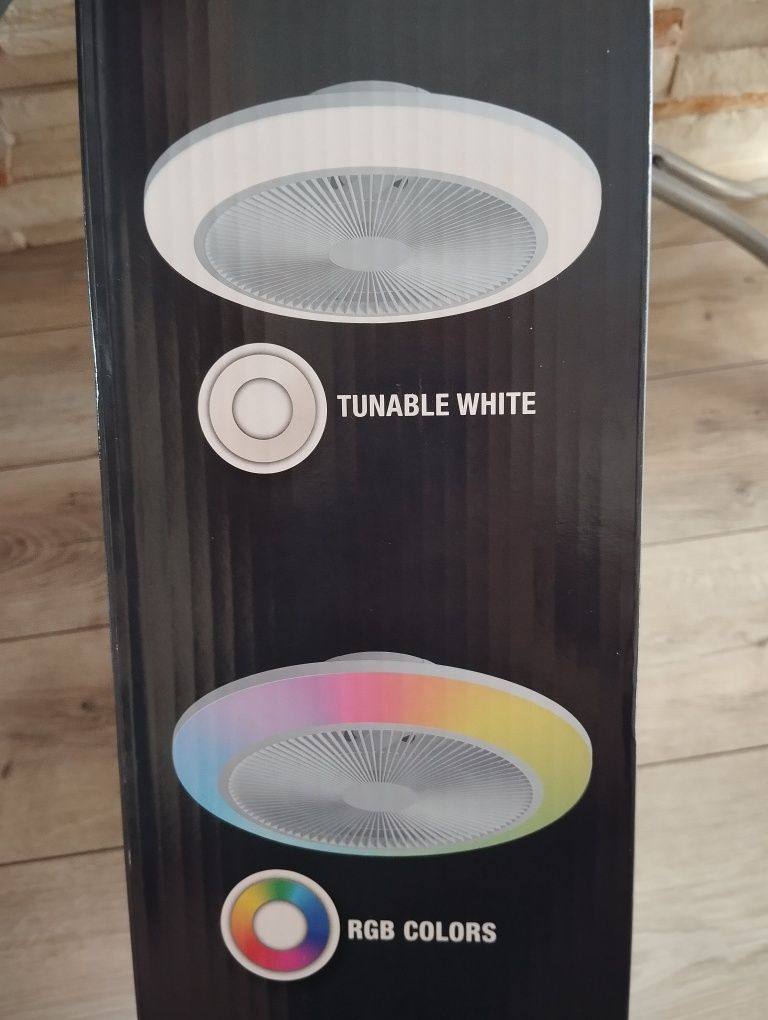 Lampa sufitowa z wentylatorem RGB z pilotem