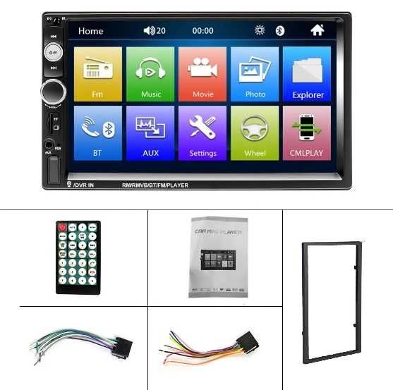 Radio 2din Uniwersalne 7" MirrorLink, Nawigacja, Bluetooth, Raty