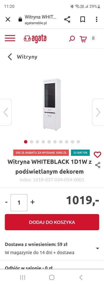 witryna szafka whiteblack agata meble