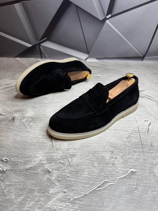 Лоферы Замшевые мужские чёрные LORO PIANA! Натуральная Замша! ХИТ!