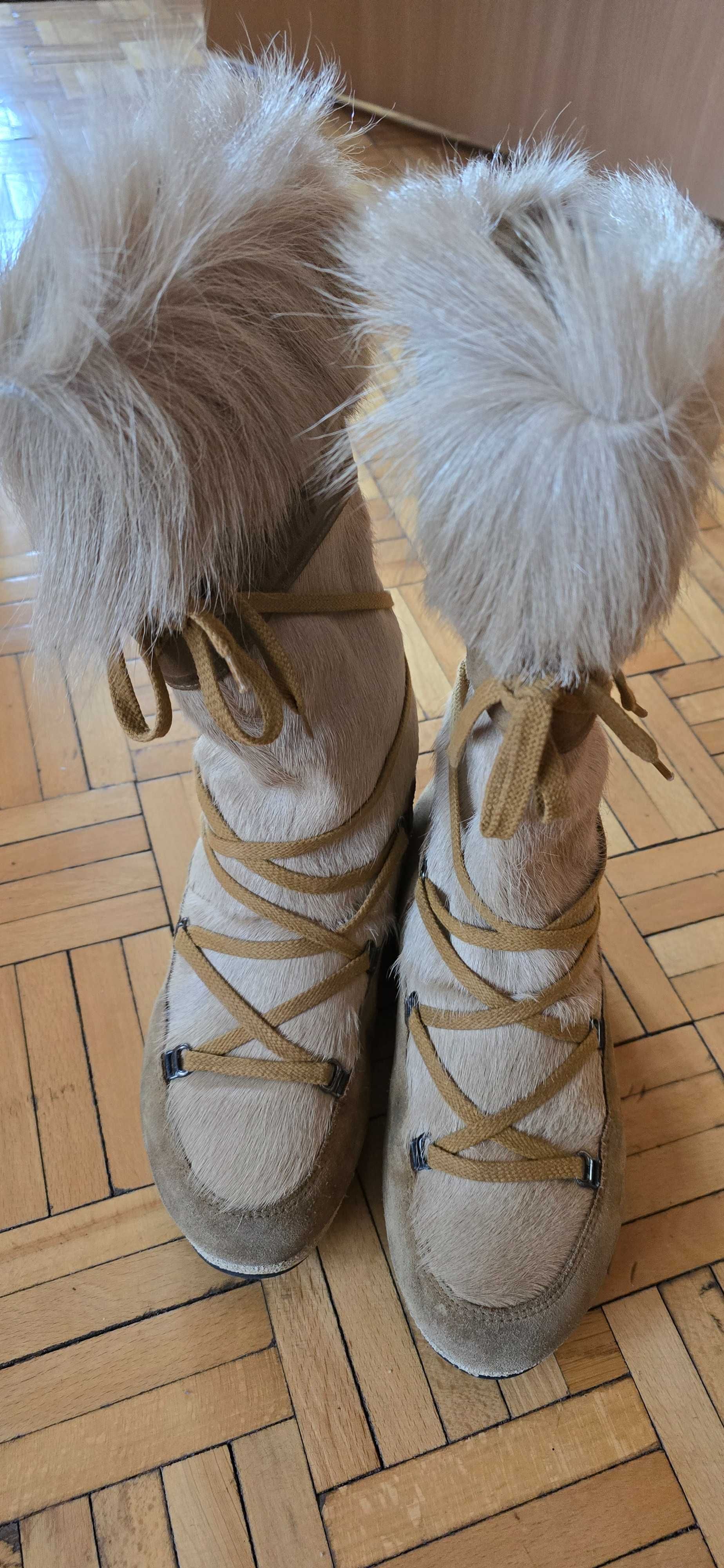 Śniegowce buty Moon boot 39 skóra naturalna lis